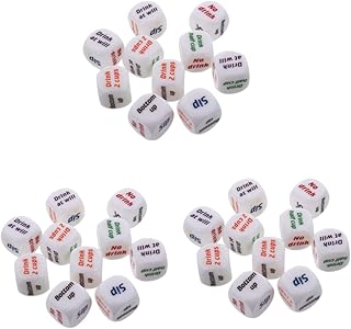 CLISPEED 30 Pçs Dados De Jogo De Bebida - Dados De Bebida Jogo De Festa Frenesi Jogo De Dados Bêbados Dados De Acrílico Dados Para Beber Dados De Jogos Criativos Cartão Branco Acrílico