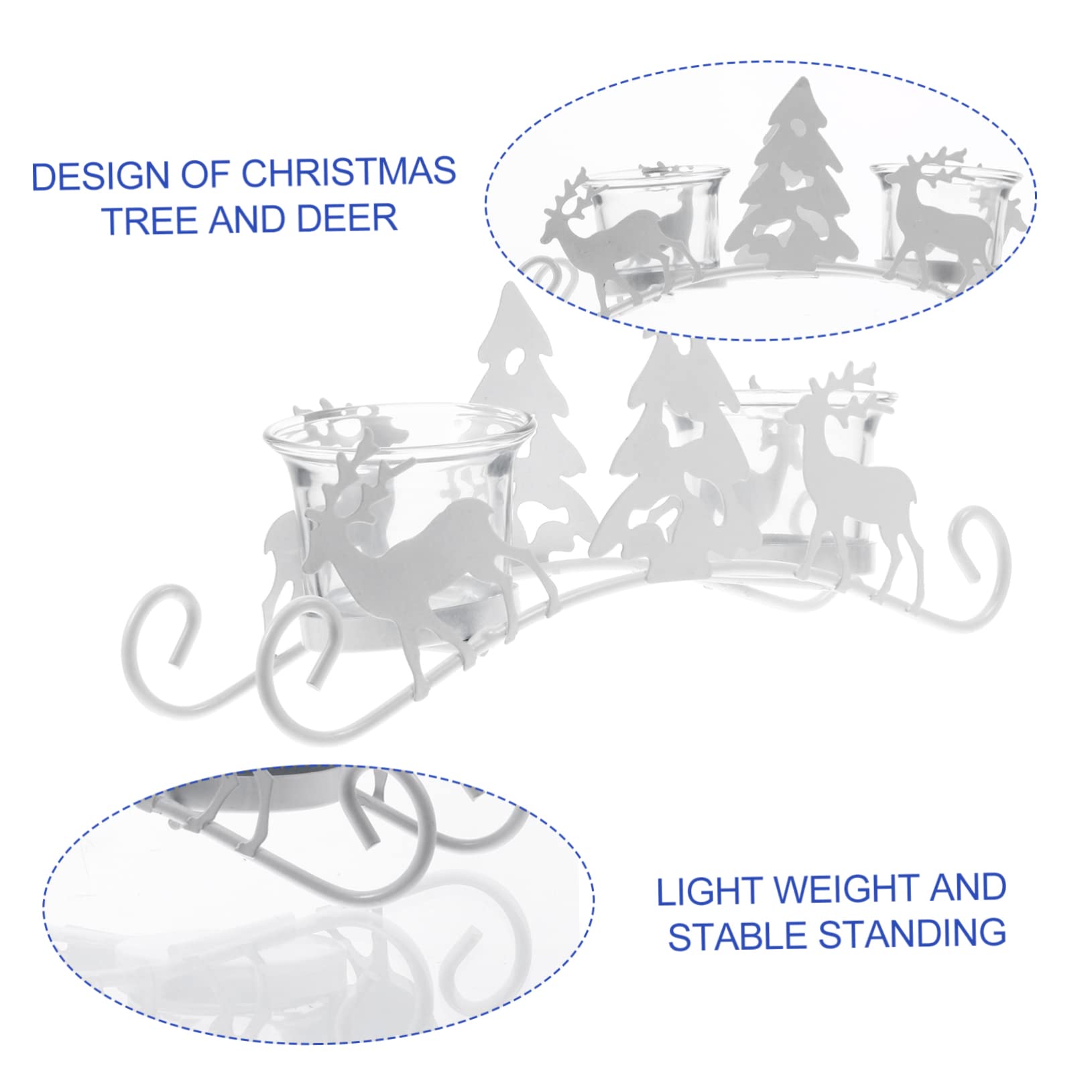 GOOHOCHY 1 PC Christmas Tree Candlesticks Festive Candle Bracket Elegant Candlestick Dining Table Decor Window Candle Holders Vintage Candlestick Xmas Candle Stand White Iron Chic