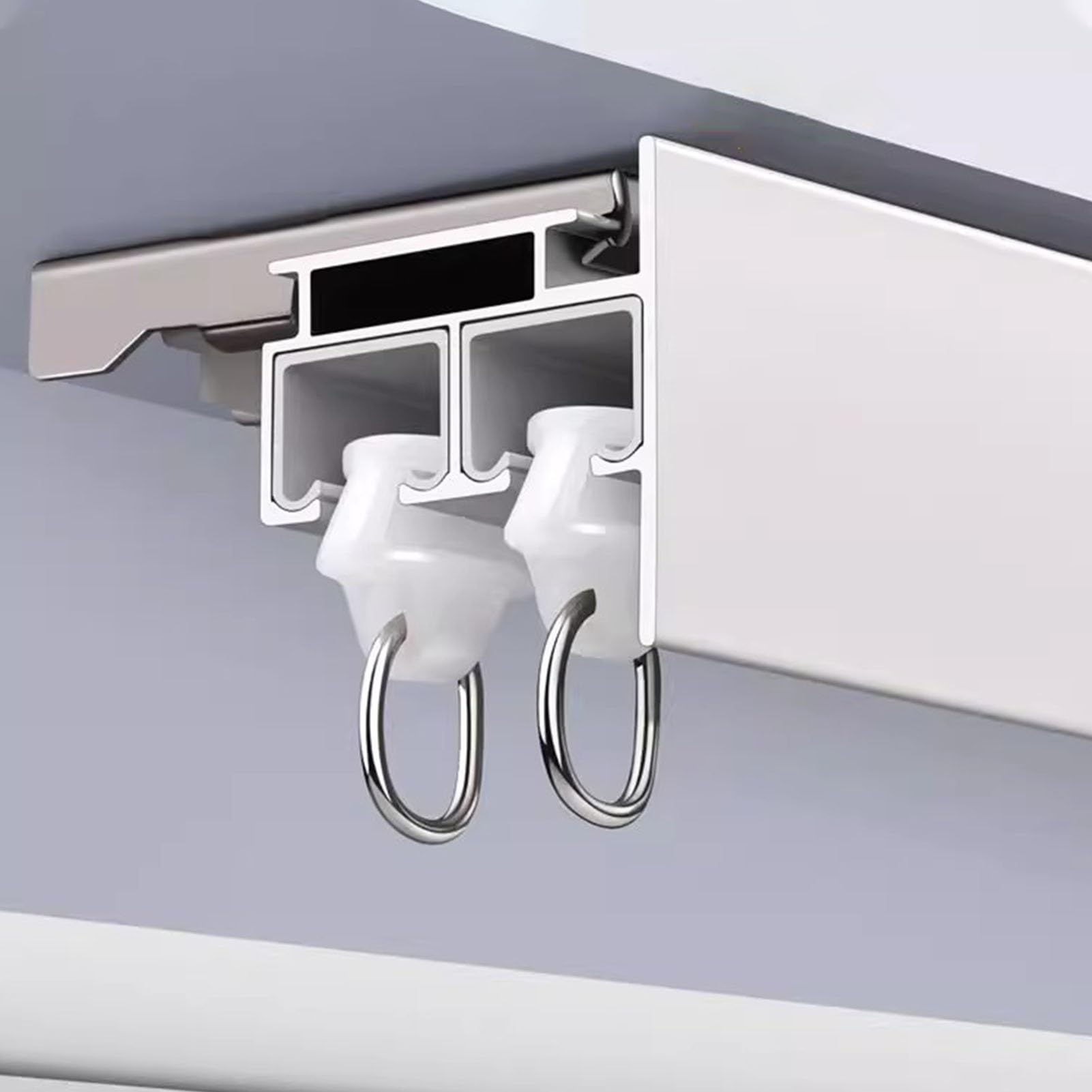 Riel Doble de Aluminio para Cortinas de una Capa, Montaje en Pared/Techo con Panel Opaco, Ideal para cenadores, caravanas y Balcones - Sistema de riel para Cortinas versá