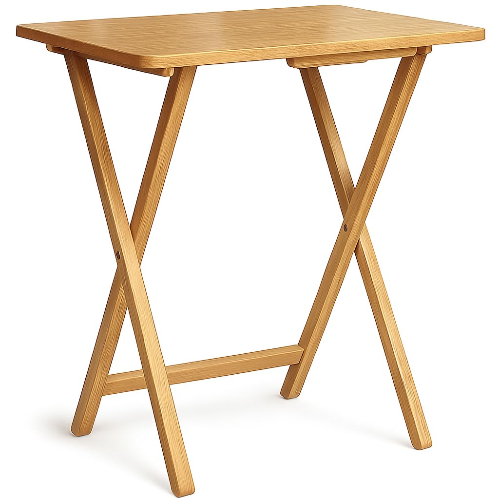 RANRHA Folding Wooden Table – Compact Multipurpose Tray Table for Home, Balcony, or Bedroom – Solid Wood Construction, Lightweight & Portable (Oak)