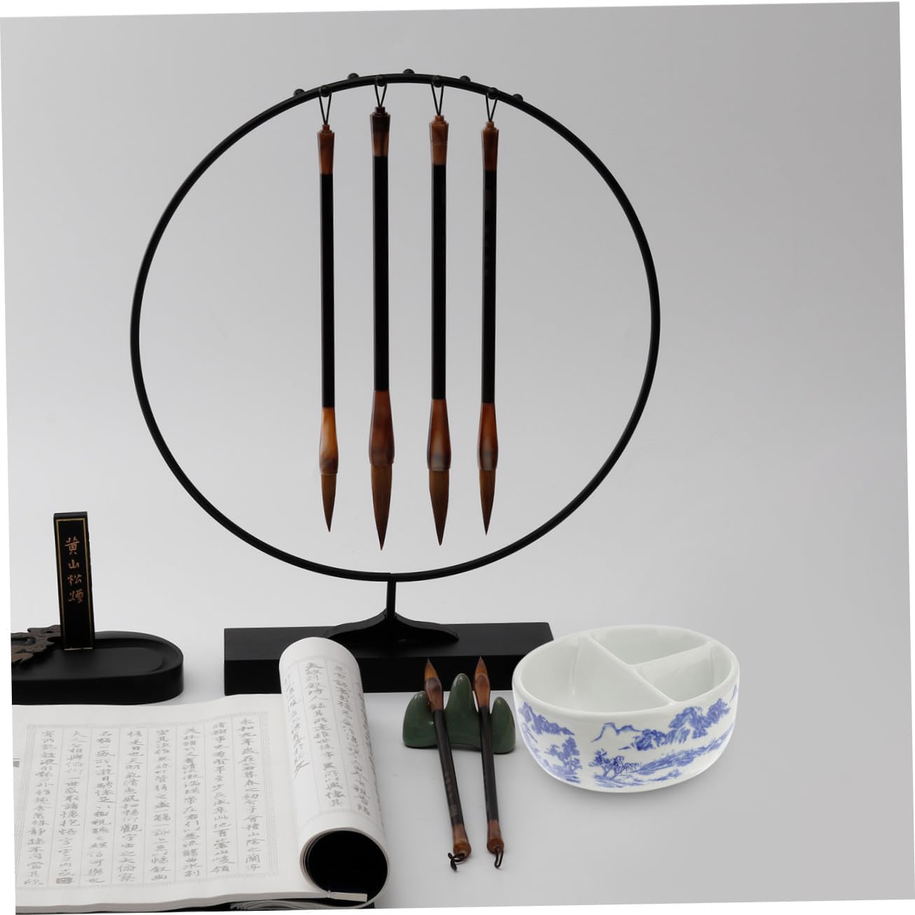 Angoily Ceramic Ink Dish Paint Tray Set Porcelain Pigment Divider for Artists Students