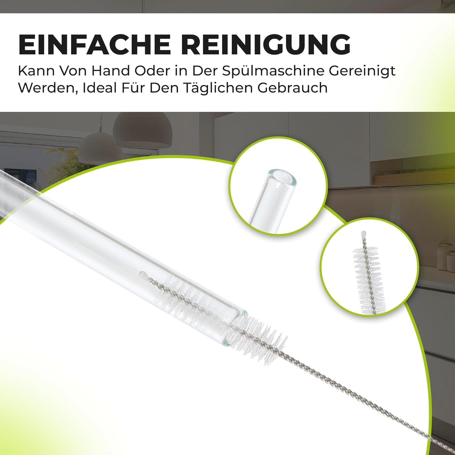 MJW Glasstrohhalme 18,5 cm – 200 Stück wiederverwendbare, robuste Trinkhalme aus Glas für die Gastronomie, umweltfreundlich und spülmaschinenfest