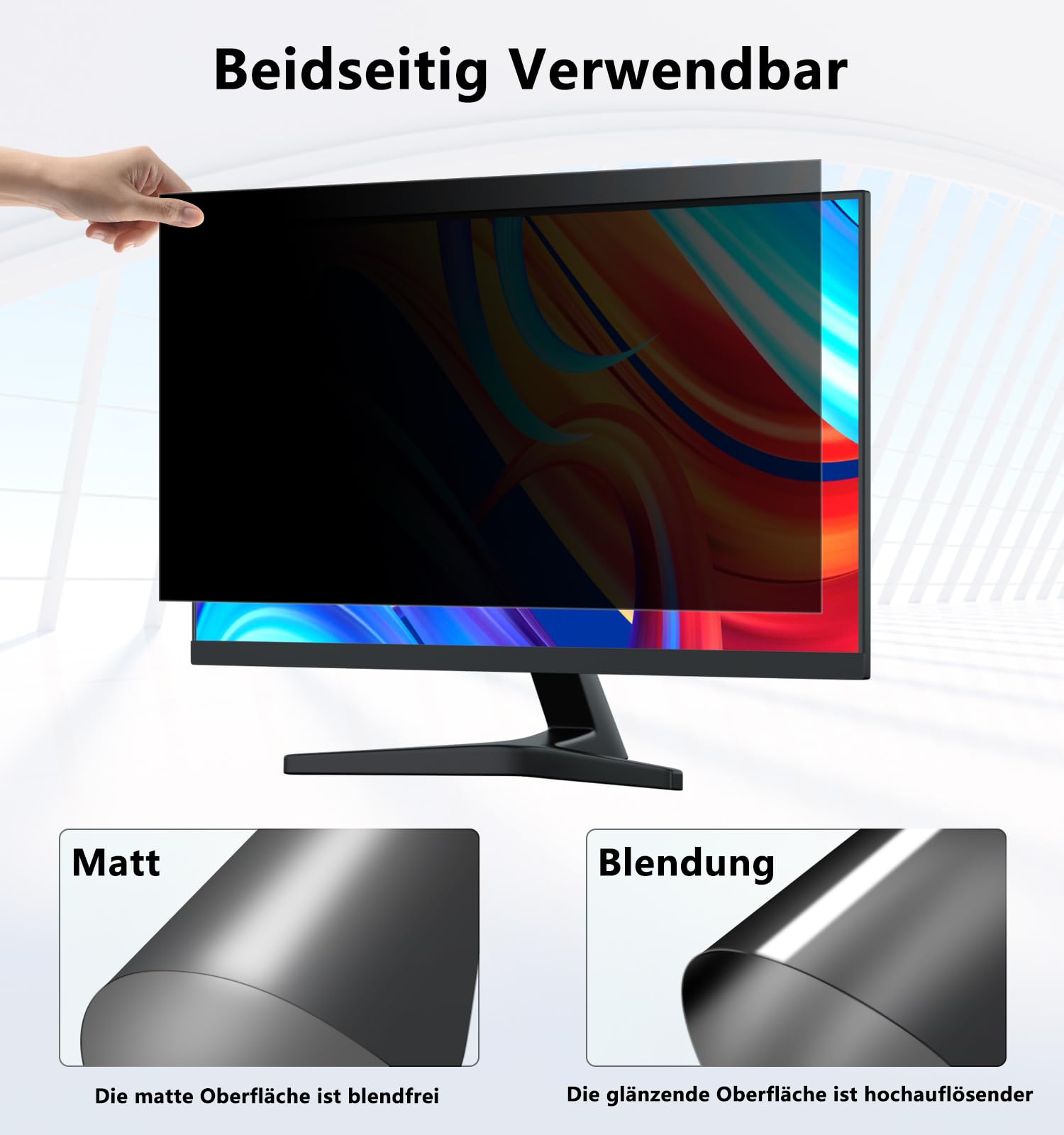 PYS 2 Stück Blickschutzfolie Monitor 27 Zoll Sichtschutz für Monitor 16:9 Seitenverhältnis, Anti-Blaulicht Blendfrei Abnehmbare 27" Bildschirm Sichtschutzfolie Blickschutzfilter Sichtschutzfilter