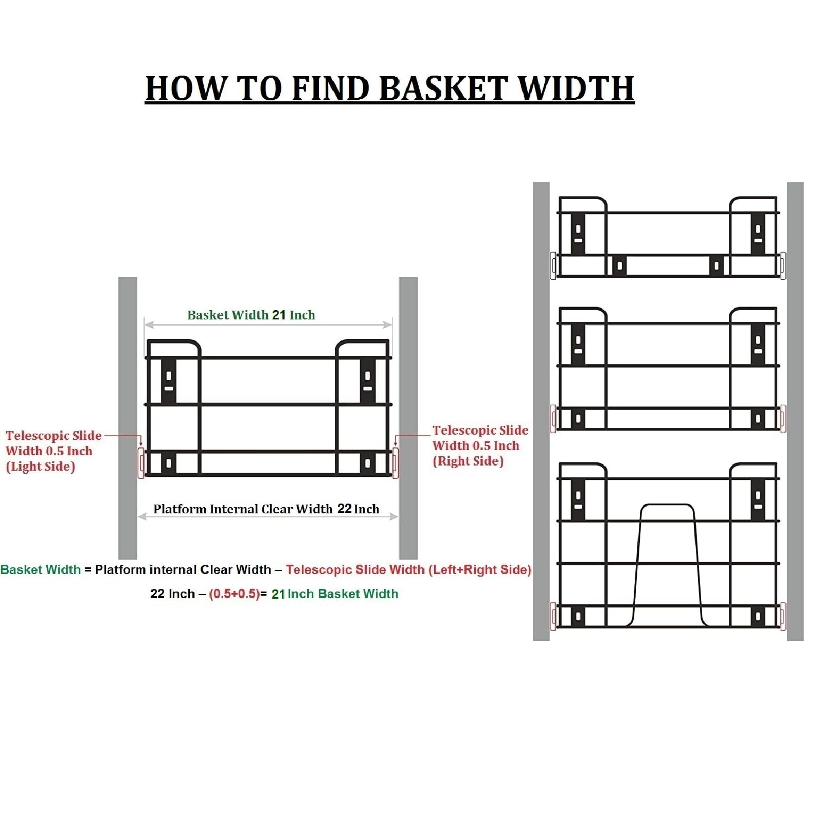 BLOO BASKET 202 Stainless Steel Modular Kitchen Basket Rectangular Sheet Perforated Size 4" / 6" / 8" Plain Set of 3 (WITHOUT CHANNEL, 21 INCH WIDTH * 20 INCH DEPTH) — Amazon image 2