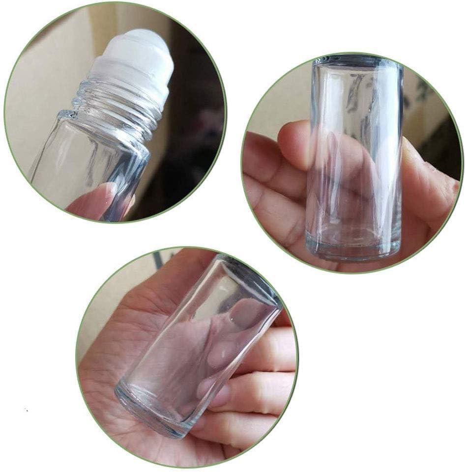 Pack of 2 Black Clear Empty Glass Essential Oil Roller Bottles Bottles Containers Refillable Roll-on Bottles with Funnel Refillable Cosmetic Containers - Image 3