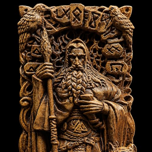 Estatua de Odín en madera, escultura nórdica decorativa miniatura 2