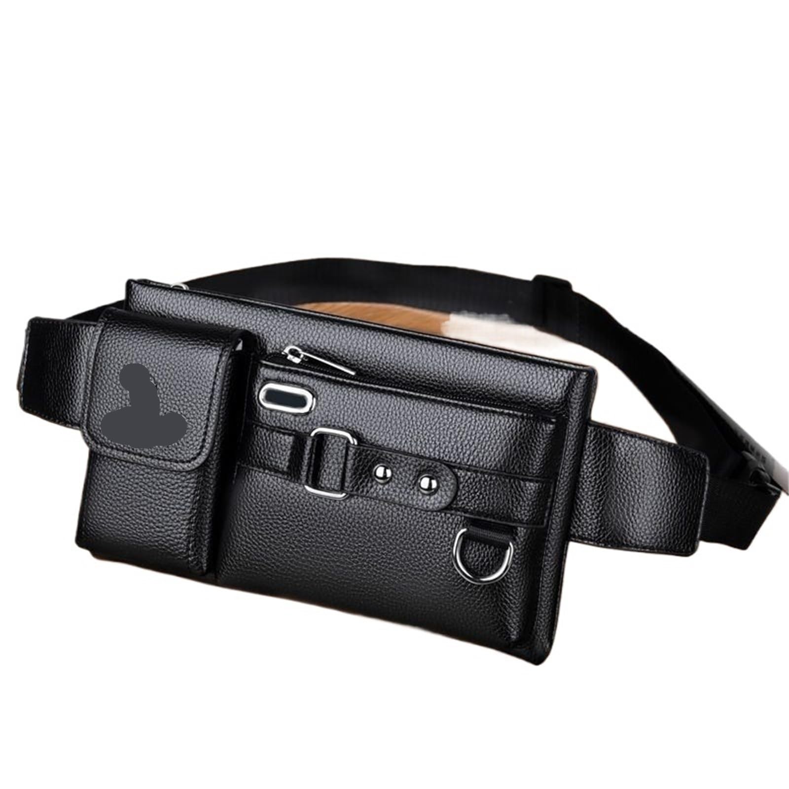 Sac banane en velours côtelé pour homme - Grande capacité - Respirant - Pour téléphone portable (style décontracté), Grande épaule noire, One Size, Style unique