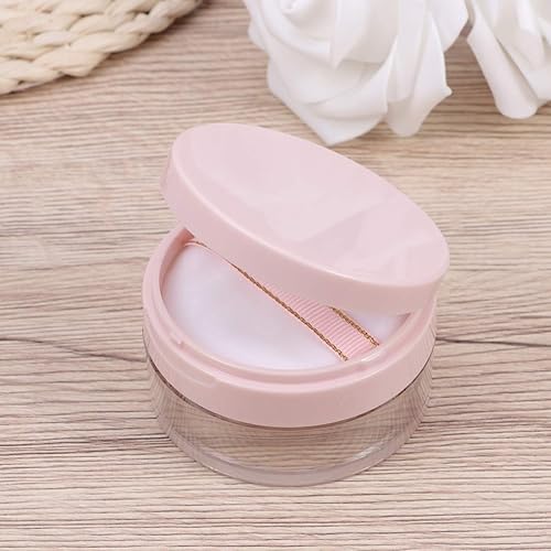 Miniatura 3 de SOLUSTRE Contenedor de polvo de maquillaje vacío con soplo y espejo, estuche compacto recargable, caja de polvo de cara suelta recargable para