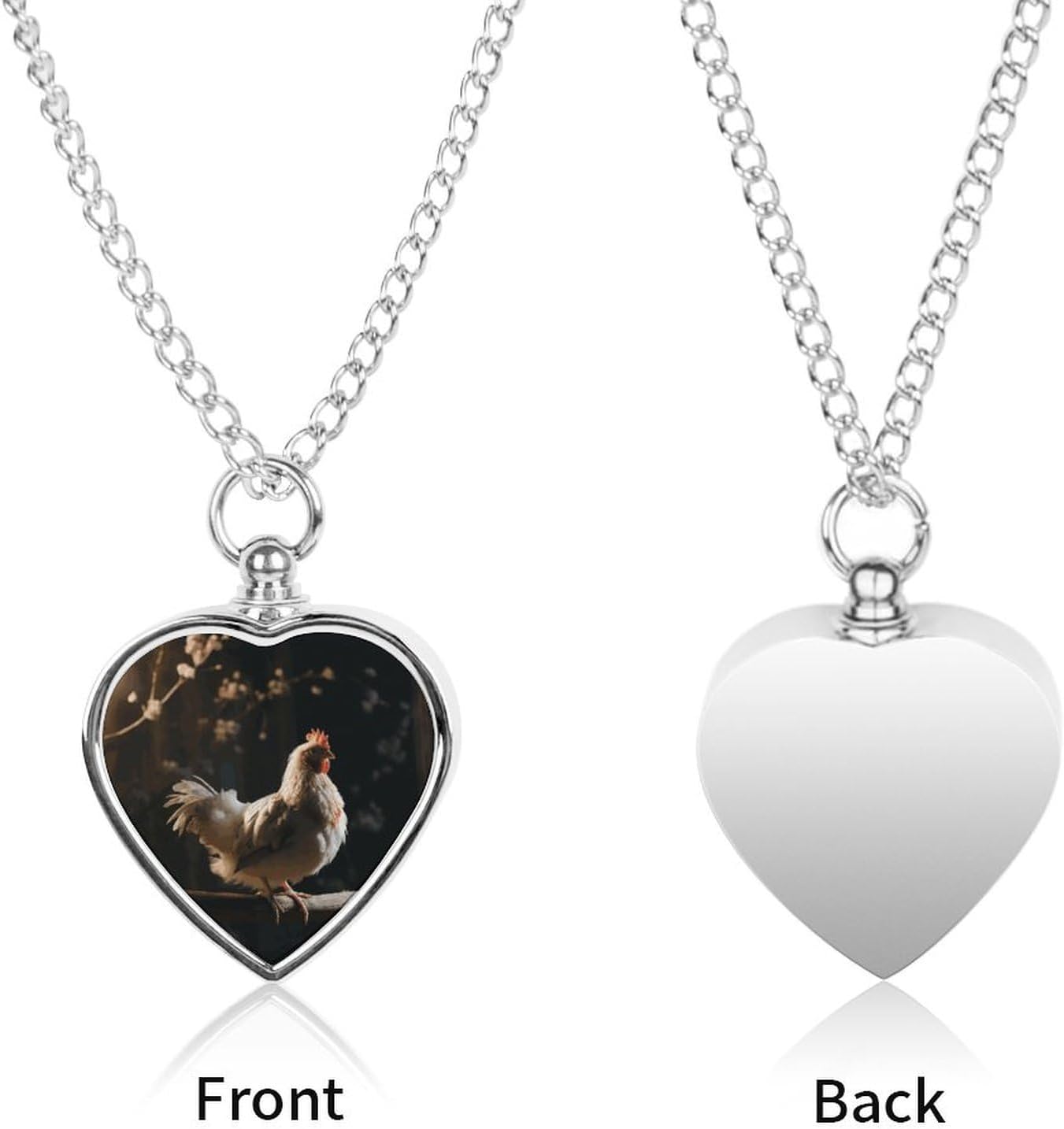 Memorial Metal Chicken Pet Urn Necklace with Chain image 2