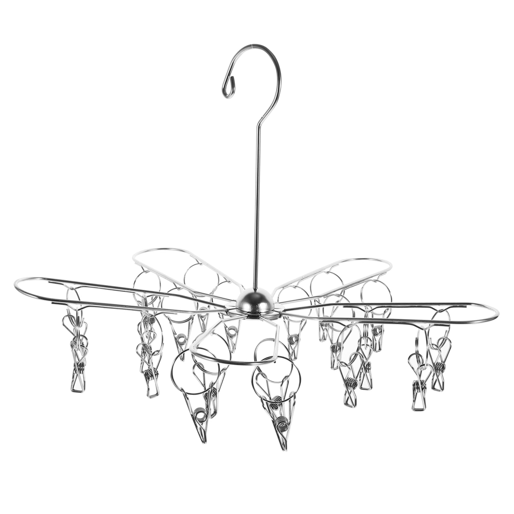 Amosfun 3 Pz Stendibiancheria pieghevole in acciaio inox grucce pieghevoli gruccia pieghevole espandibile asciuga calze con pioli mensole sospese appendi stendino per calzini Silver