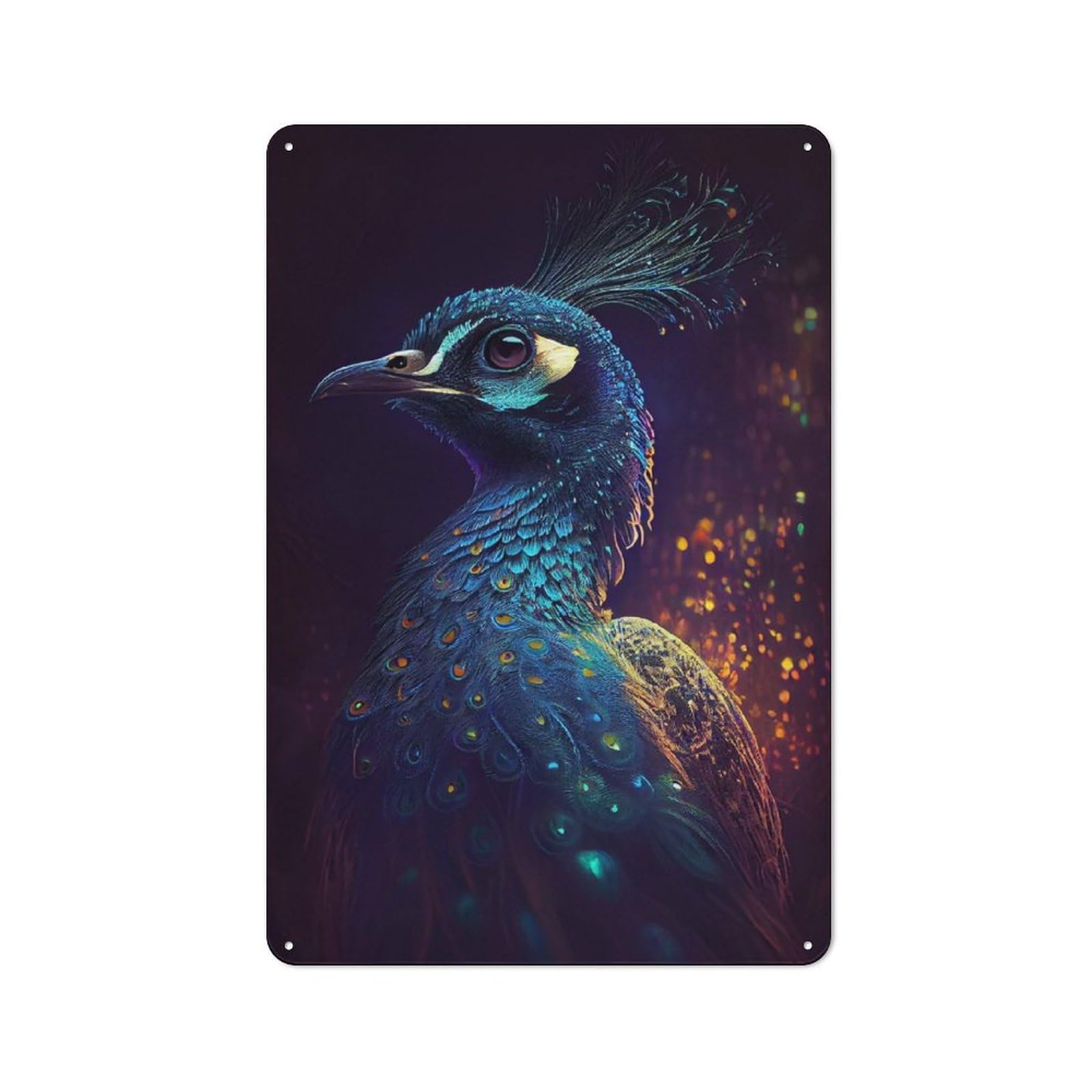 Junmoney Peacock Lighting Classic Tin Sign 30X20cm, Classic Pub Decor For Cafe, Pub, Workshop Or Home Bar, Small Accent For Blank Walls