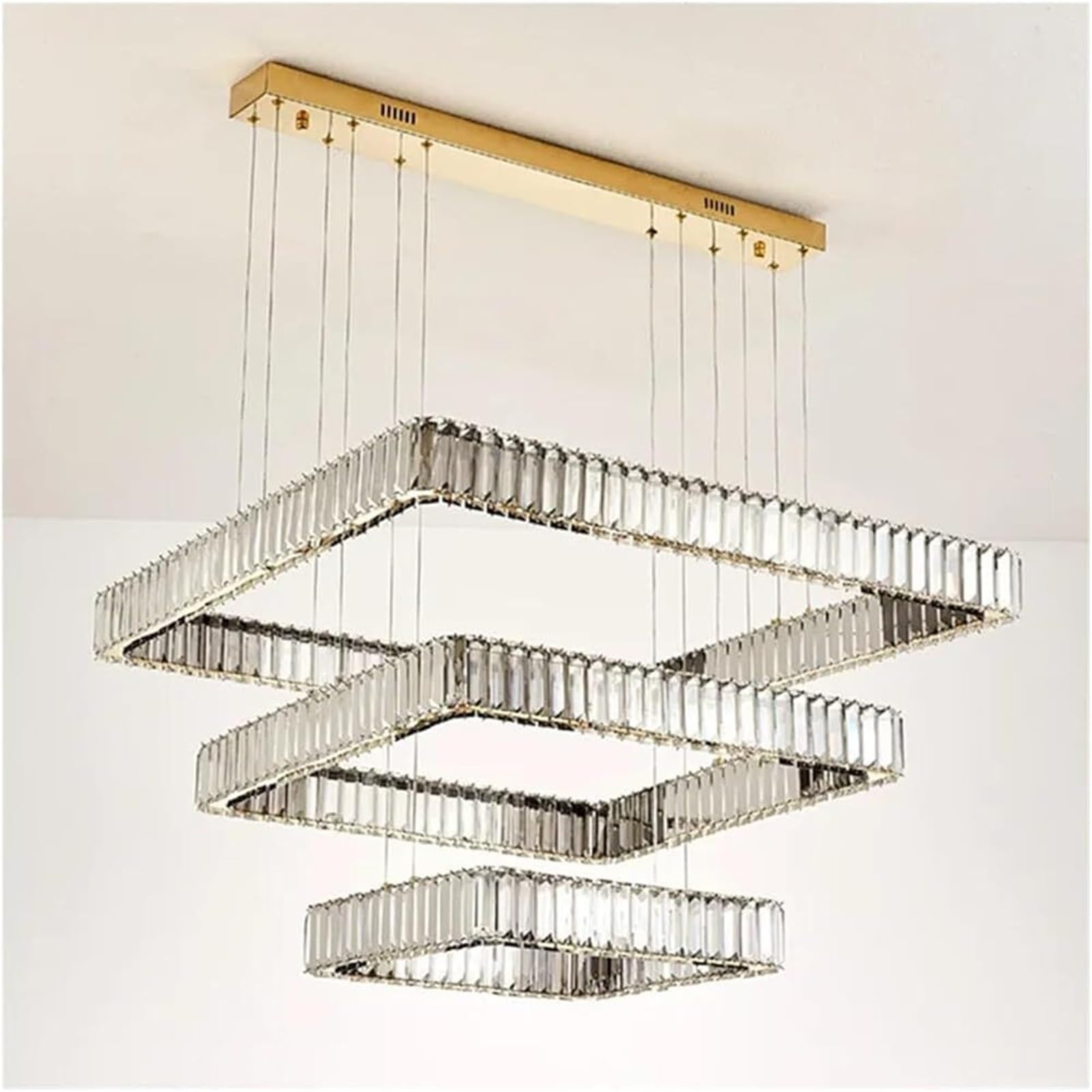 FZQSXAZU Pendant Light Ceiling Shade Modern Dimmable Crystal Lamp for Living Room Bedroom Suspend Decor Chandeliers(80+60+40cm)
