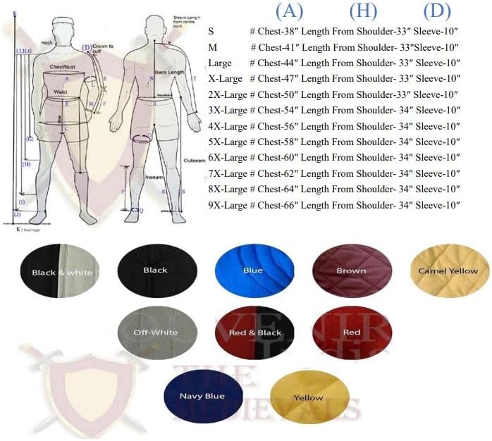 THE MEDIEVALS Gambeson Thick Padded Half Sleeves Quilted Jacket Historical Costumes for rennaissance Dress
