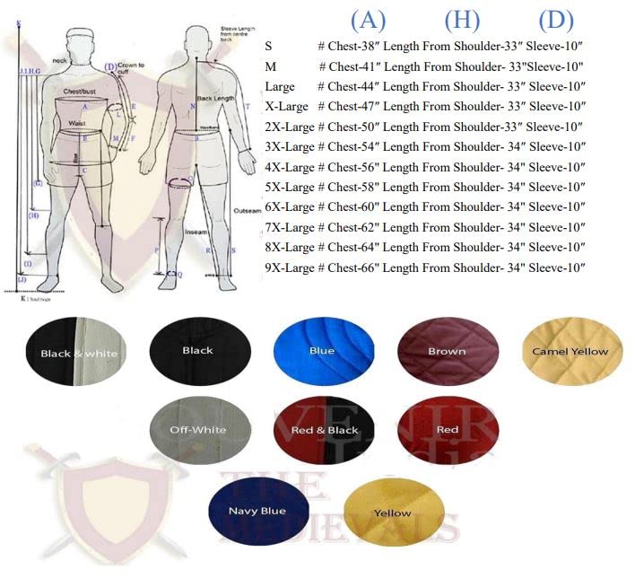 THE MEDIEVALS Gambeson Thick Padded Half Sleeves Quilted Jacket Historical Costumes for rennaissance Dress Green