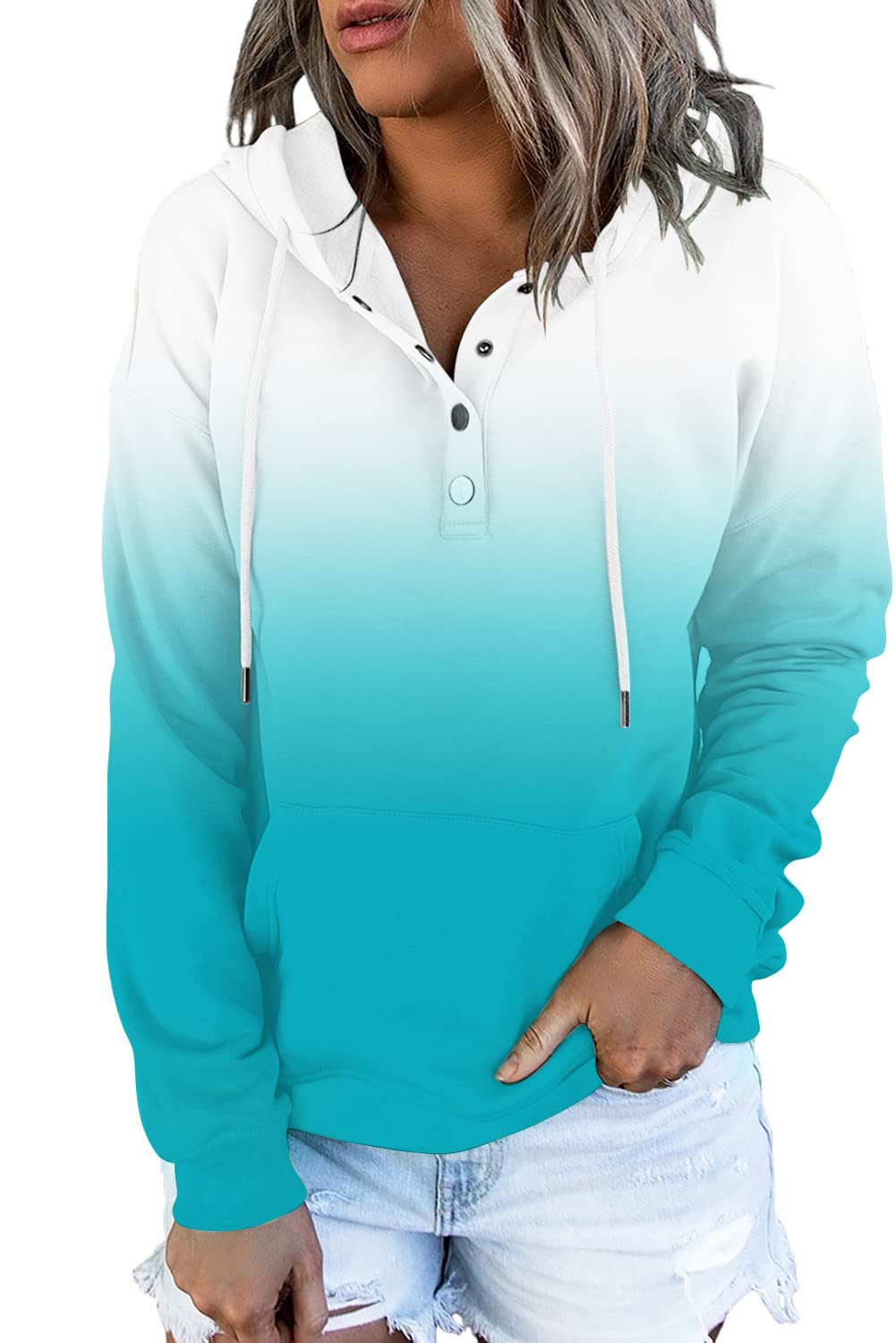 HVEPUO Damen Batik Hoodie Pullover Mit Kapuze Kapuzenpullover Oberteil