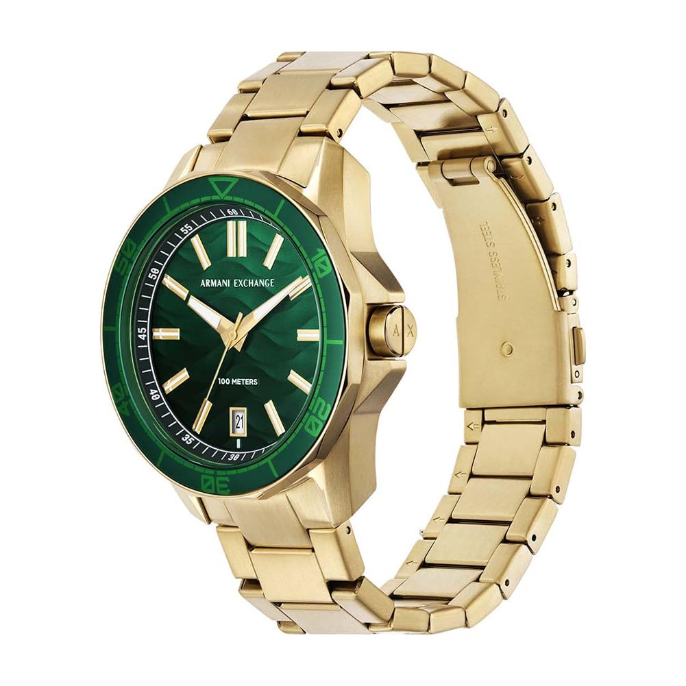 Armani Exchange Relojes para Hombre, Movimiento Fecha trifunción de Cuarzo y Caja de 44 mm con Correa de Acero o Silicona