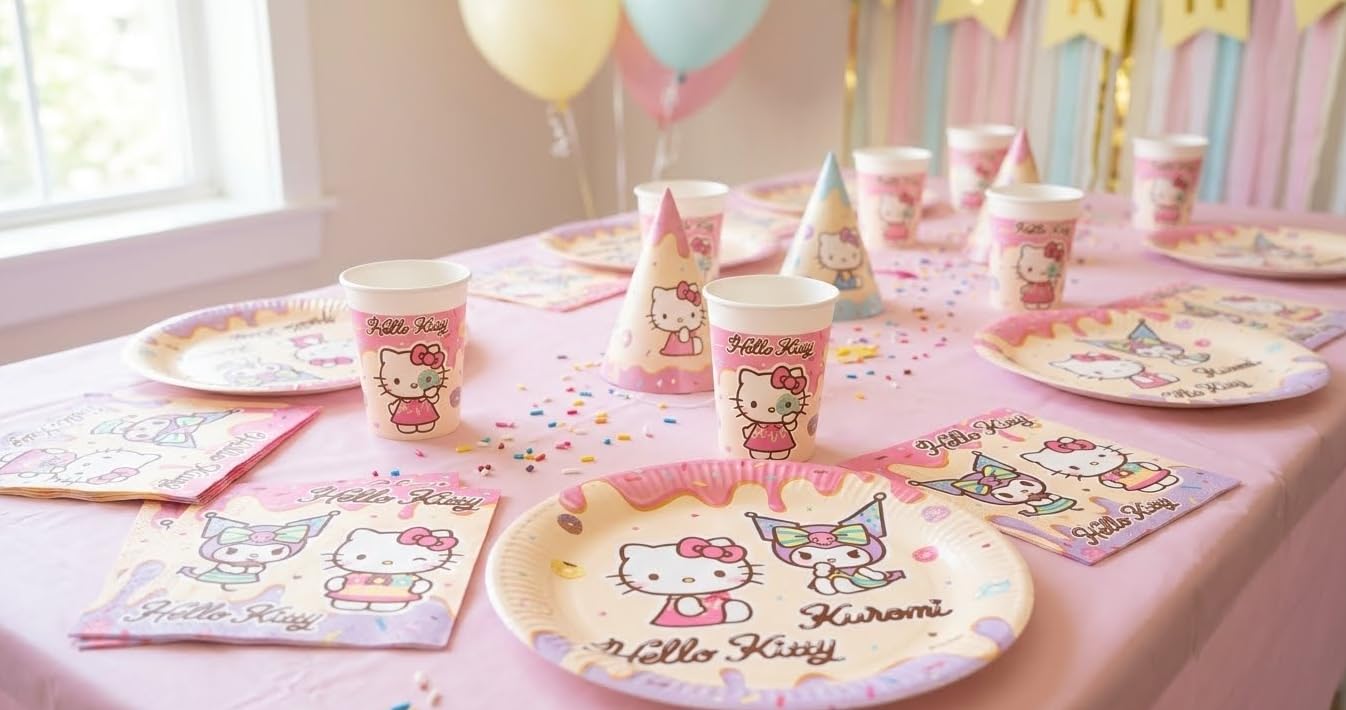 Kit Compleanno K-pop Demon Hunters – Set Tavola Per 16 Persone, 73 Pezzi Con Piatti, Bicchieri, Tovaglioli E Tovaglia