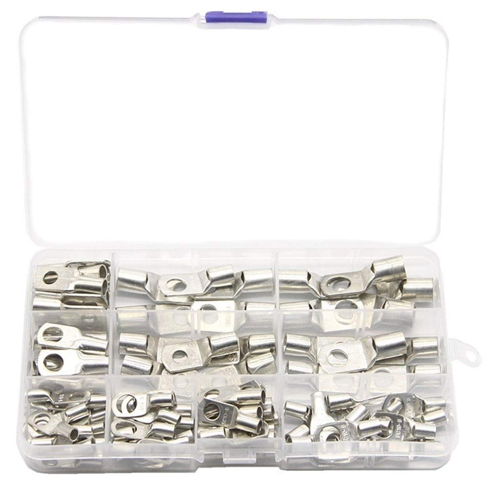 Test Terminals, 100 PCS Copper Lug Ring Wire Connectors Bare Cable Electric Crimp Terminal