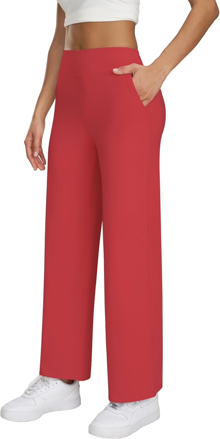 Wide Leg Yoga Pants with Pockets for Women High Waisted Casual Dresses Pants
