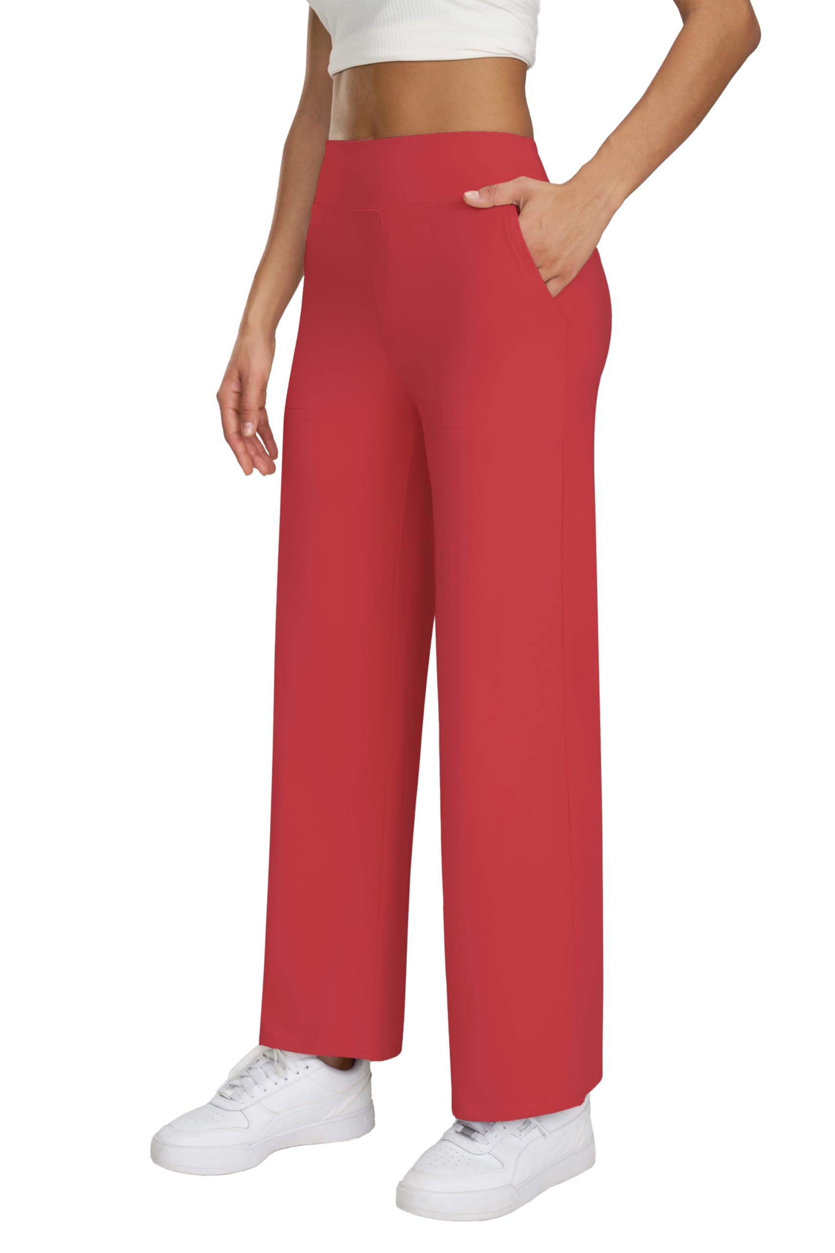 Wide Leg Yoga Pants with Pockets for Women High Waisted Casual Dresses Pants