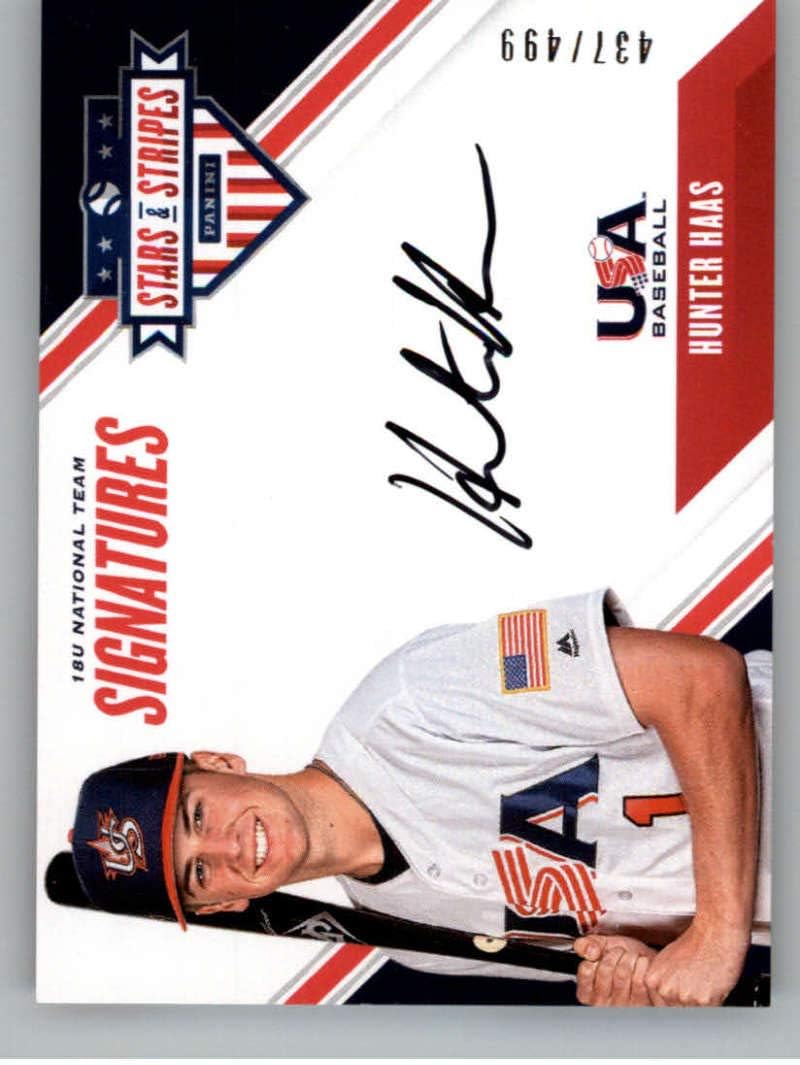 2020 Panini USA Stars and Stripes 18U National Team Signatures Black Ink Baseball #20 Hunter Haas Auto Autograph SER/499 USA Baseball 18U National Team