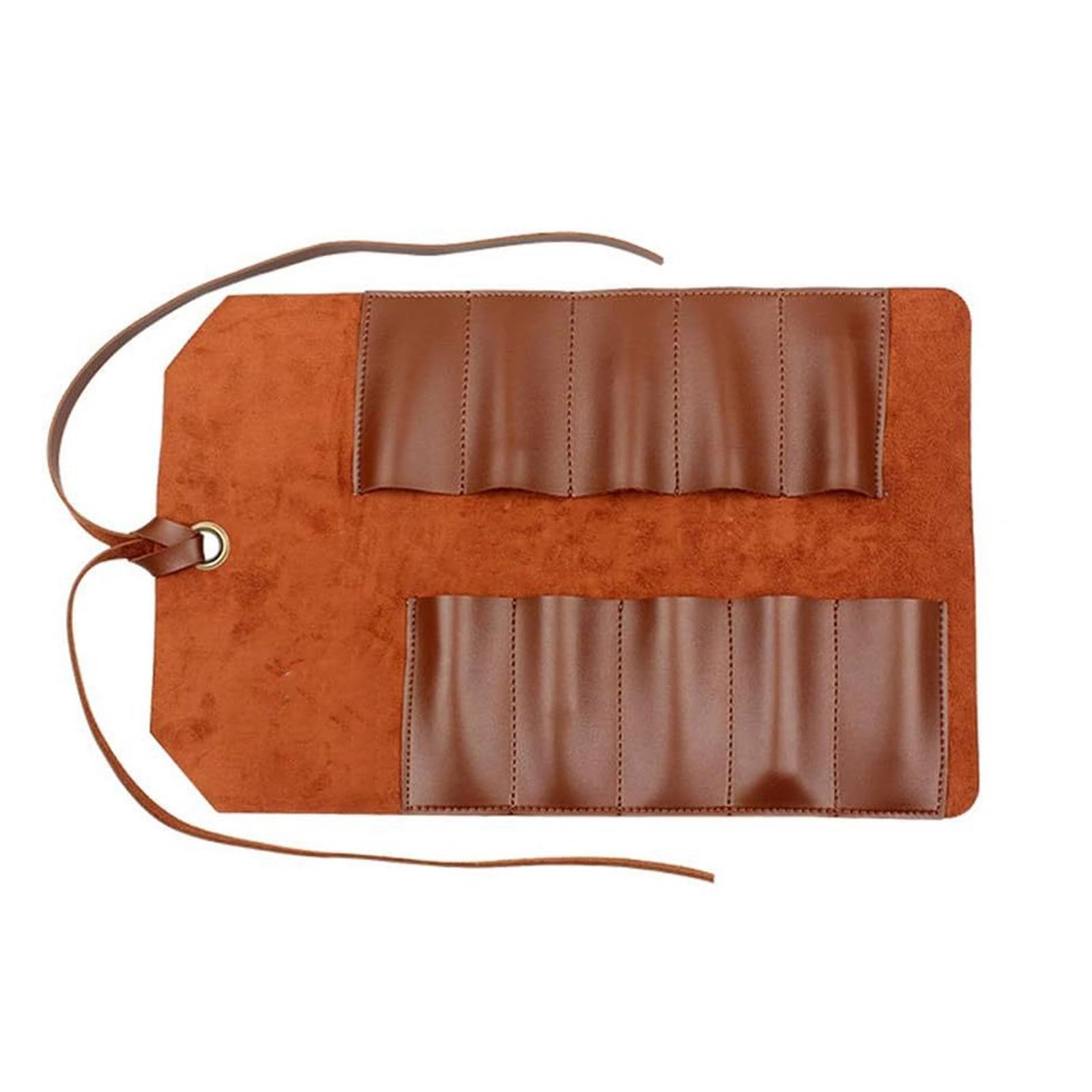 Hdoytxxm Brown Pu Tool Roll Pouches Portable Wrench For Barbers Woodworker Painter Chisels Pu Storage Bag Storage