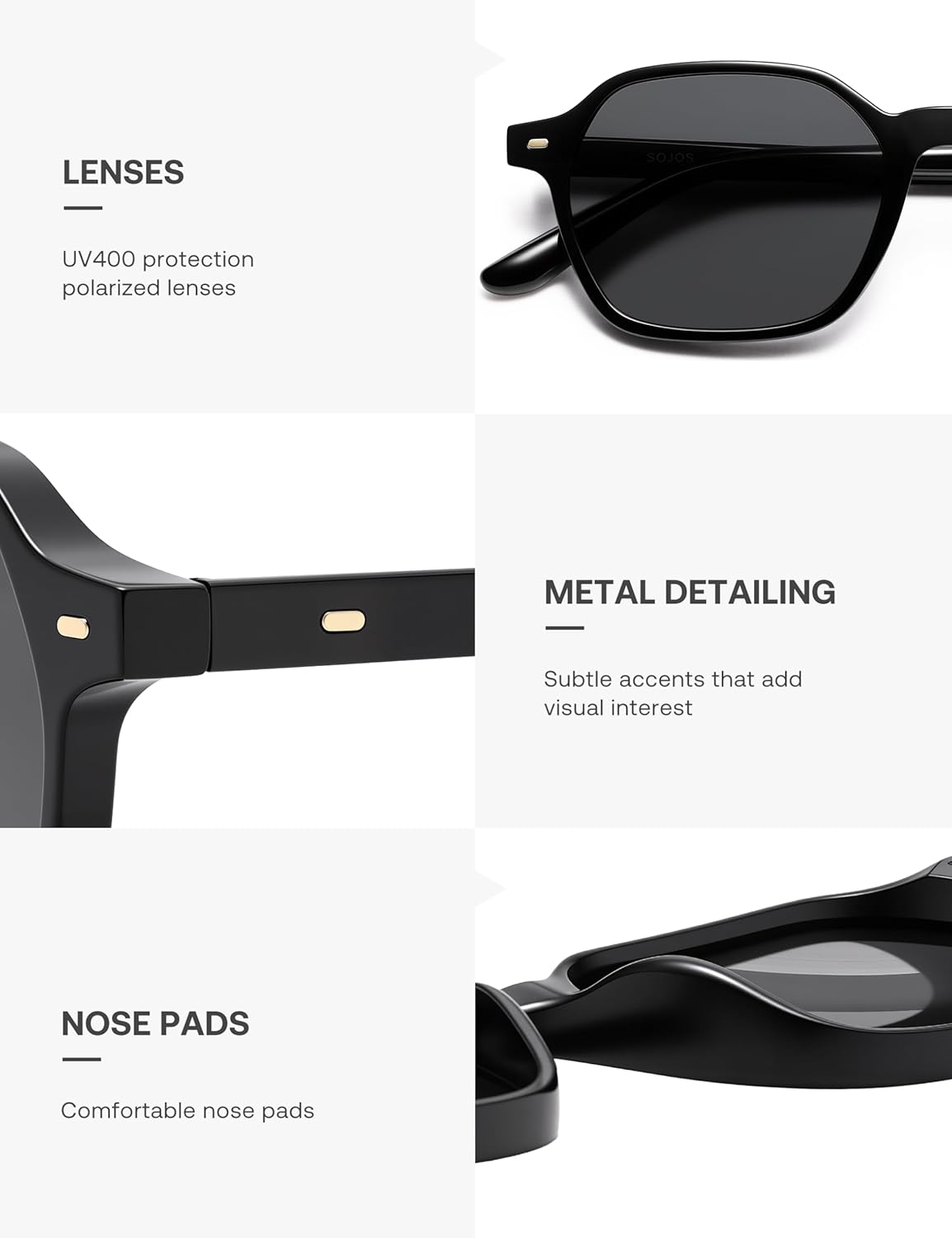 SOJOS Retro Square Polarized Sunglasses Womens Men Trendy 70s Thin Slim Shades Sunnies SJ2674 - Image 5