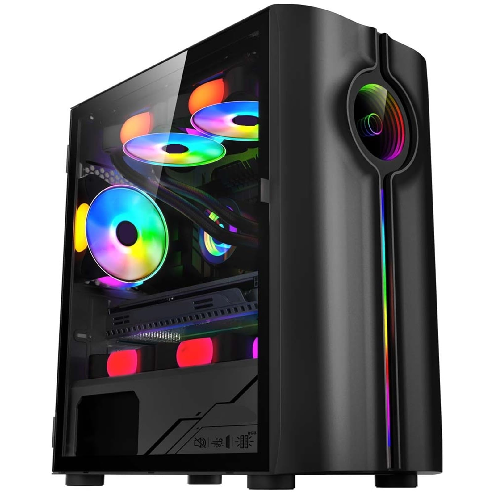 Case per computer da gioco con 4 posizioni di ventilazione, 240 AIO, supporto M-ATX/MINI-ITX versione panoramica