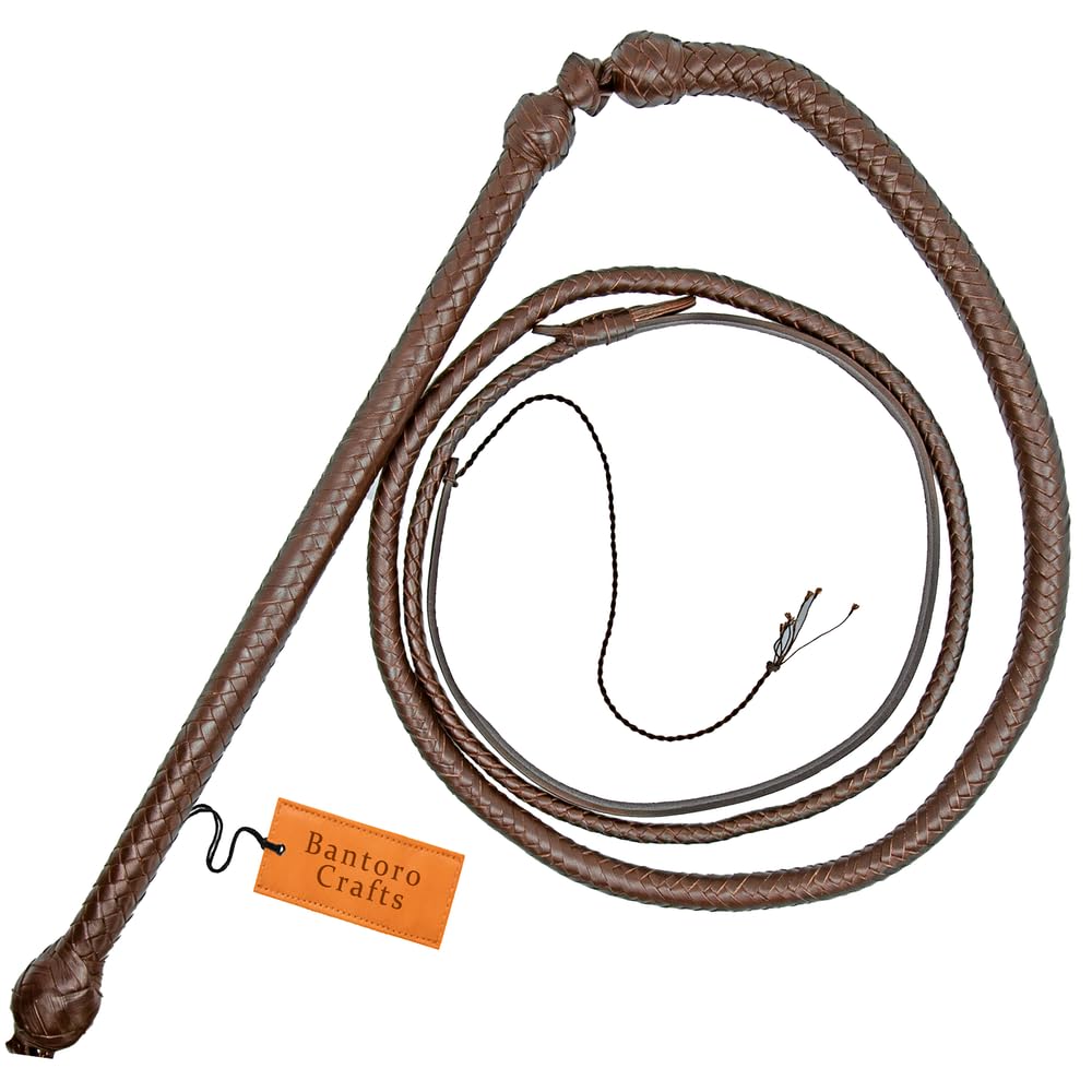 Marrone Frusta 12 trecce Fili Pelle Intrecciata Frusta in Vera Pelle Pancia in Pelle e Supporto in Pelle all'Interno Frusta Che schiocca Forte