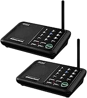 Wuloo Wireless Home Intercom System - 1 Mile Range, 10 Channels, 2 Pack Black - Room to Room for House, Office, Business