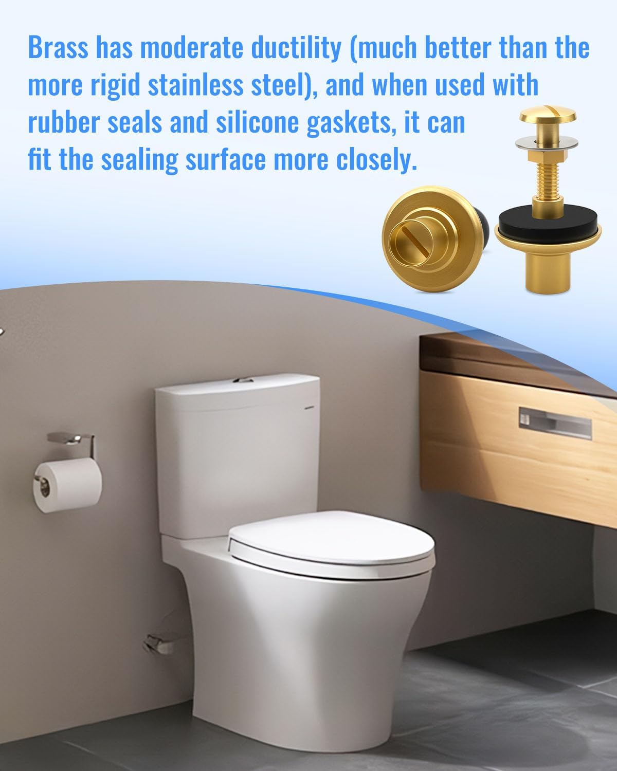 2Pcs Toilet Tank to Bowl Bolts Mounting Hardware Fit for TOTO AQUIA ST412 ST416 ST464, Two-Piece Dual Flush Toilet Replacement, Stainless Steel & Brass, Replace TTS810DV3