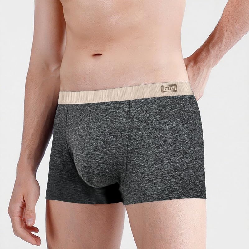 1 Pcs Men's Cotton Boxer Briefs,Wicking Underwear,Comfortable,Soft,Breathable,Regular, Dark gray