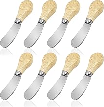 lyfLux 8 Pieces Cheese Little Spreader Knives with Wooden Handle Cheese Spreader Cheese Butter Spreader Stainless Steel Butter Spreader Knives 4.7 Inch