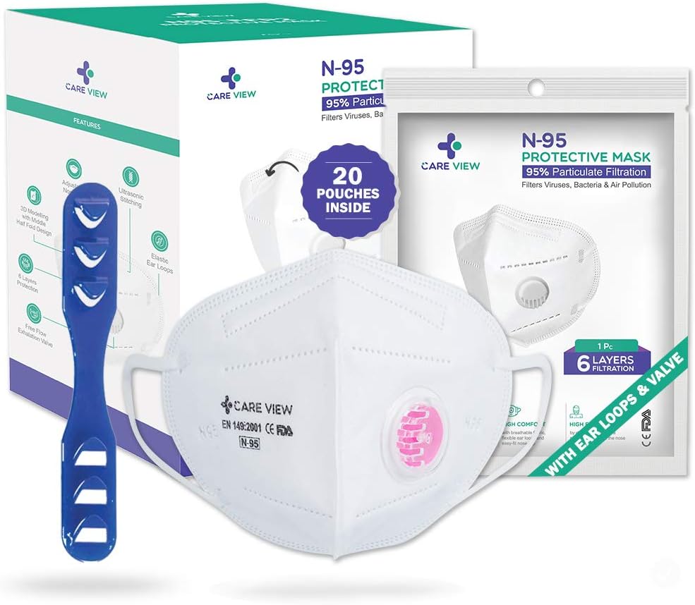Careview CARE VIEW SITRA Approved, 3 Ply Disposable Surgical Mask,With Built in Metal Nose Pin and 1 Melt Blown Layer (White, Pack of 20)
