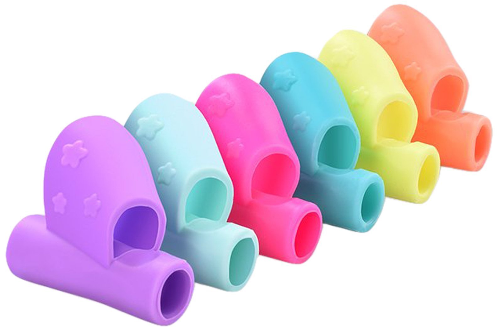 Pencil Grip Pencil Holder Pen Writing Aid Grip Posture Correction Tool Writing Claw for Pencils and Utensils 6PCS/Set (Yellow,Orange,Blue,Pink,Green,Purple)