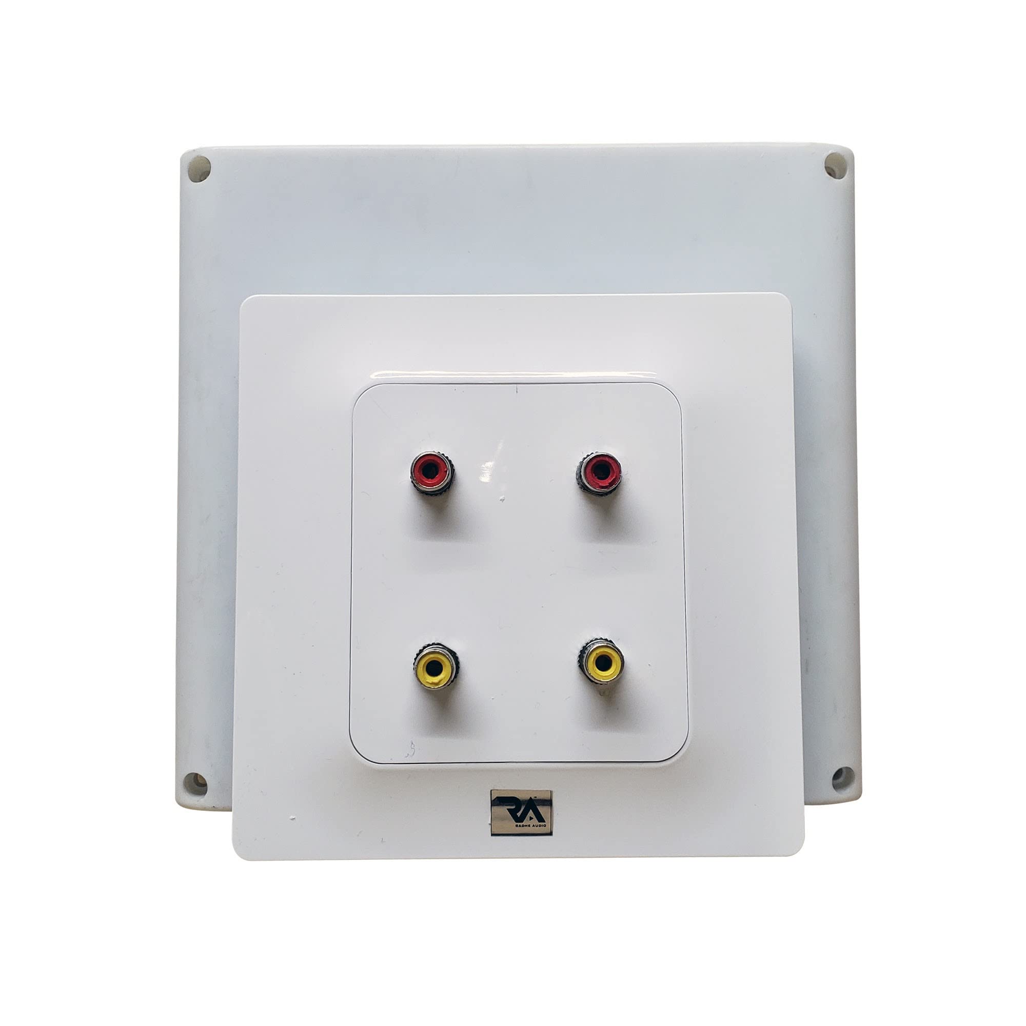 Radhe Audio - 4 Way RCA- Female-FACE Plate-White COLOR-115mm X 115mm