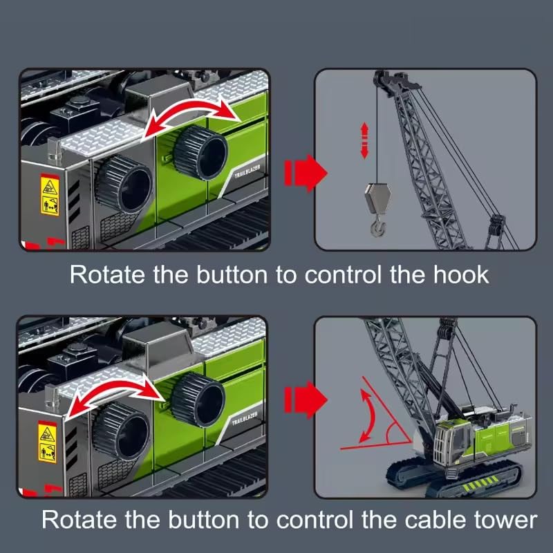 Image of Friction Powered Long Crane Toy for Kids Boys Die Cast Alloy Model Tower Crane Crawler Car Engineering Excavator Construction Truck Toys Pull Back Vehicle Gift (Multicolor)