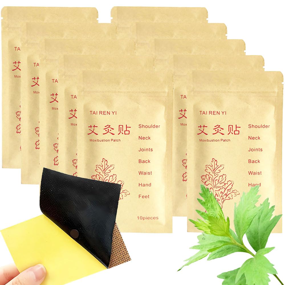 Moxibustion Patches Pure Nature Moxa Sticker Foot Pads Tradycyjna chińska pasta na szyję, ramiona, plecy, talię, stopy, stawy 7 x 10 cm, 10 sztuk