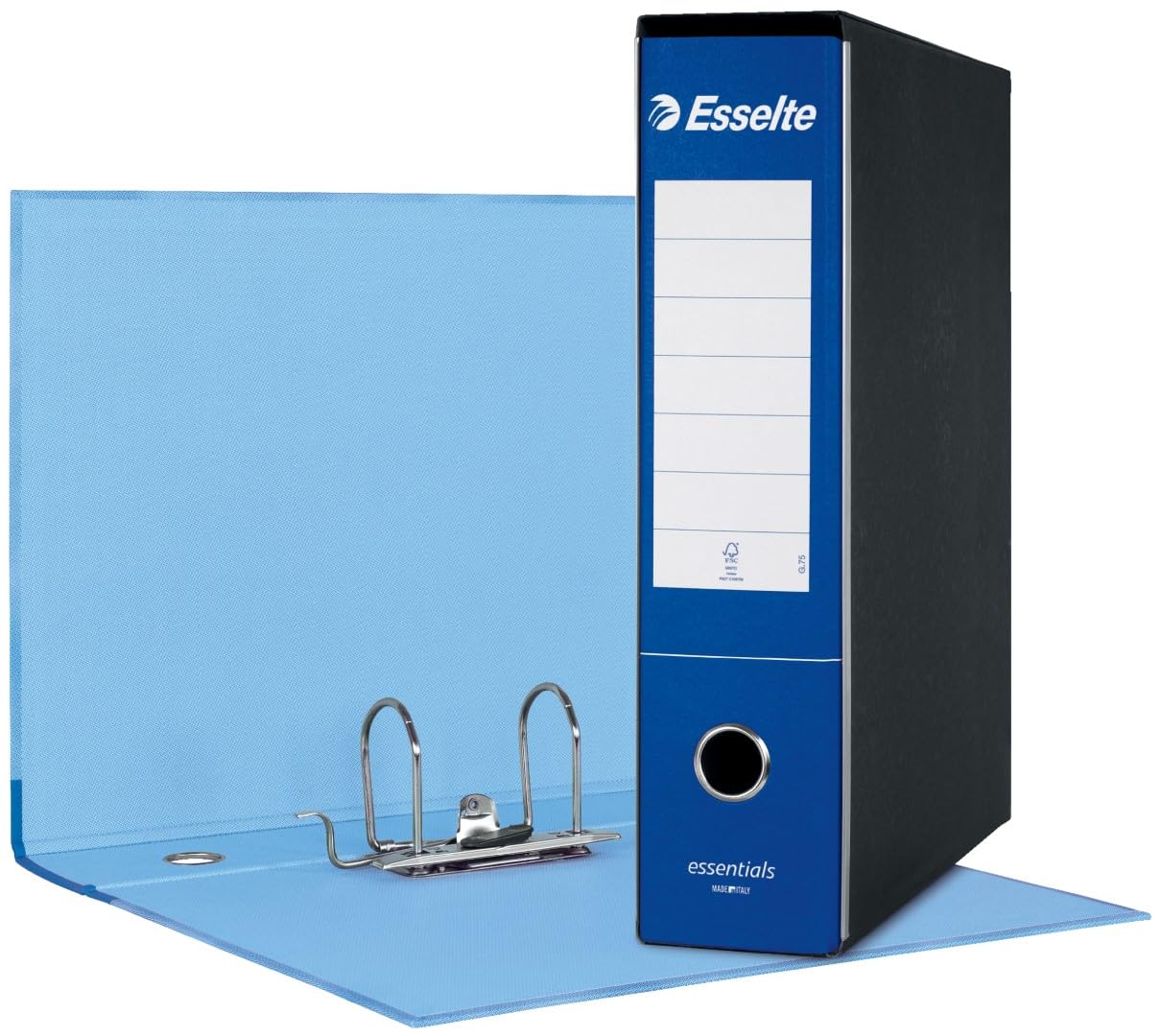 Esselte ESSENTIALS G75 Registratore con Custodia, con Meccanismo a Leva, in Formato Protocollo, 23x33cm, con Dorso da 8 cm, Blu, Conf.da 6 pezzi, 390775050 (Confezione da 2)