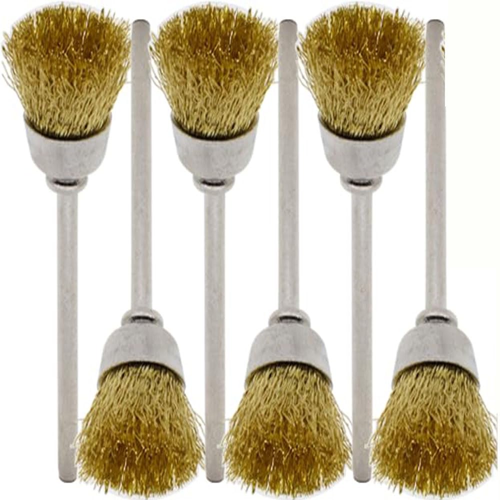 DIY Crafts 6 Pcs, Brass Wire Brushes Metal Rust Removal, Cleaning, and Polishing 15mm Diameter, 1/8″ (3mm) Shaft Removes Burrs, Dust, Oxide Layer Handles Rough Surfaces Rotary Tool (6) (B0CYX921HX) Amazon Price History, Amazon Price Tracker