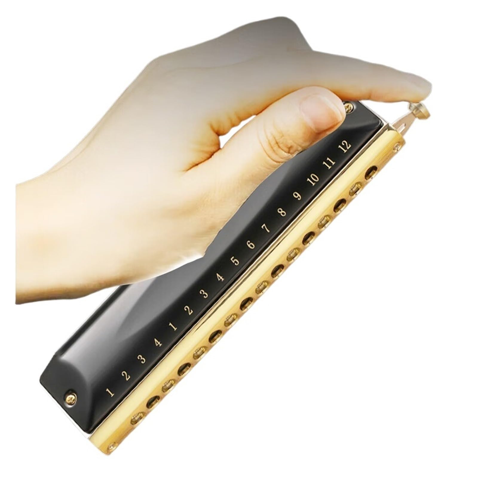 Harmonica Chromatique 16 Trous 64 Sièges Épais BK Instrument De Musique Professionnel Harmonica(12 holes)