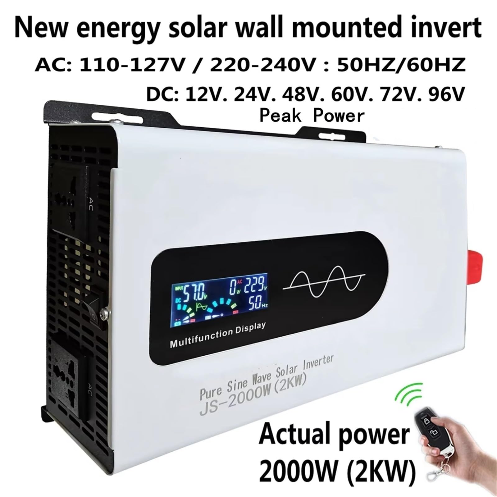 Inversor Inversor De Onda Sinusoidal Pura para Coche 2000 W 6000 W Portátil Solar CC 12 V 24 V 48 V 60 V 72 V 96 V A CA 100 V(60V,2000W 2KW)