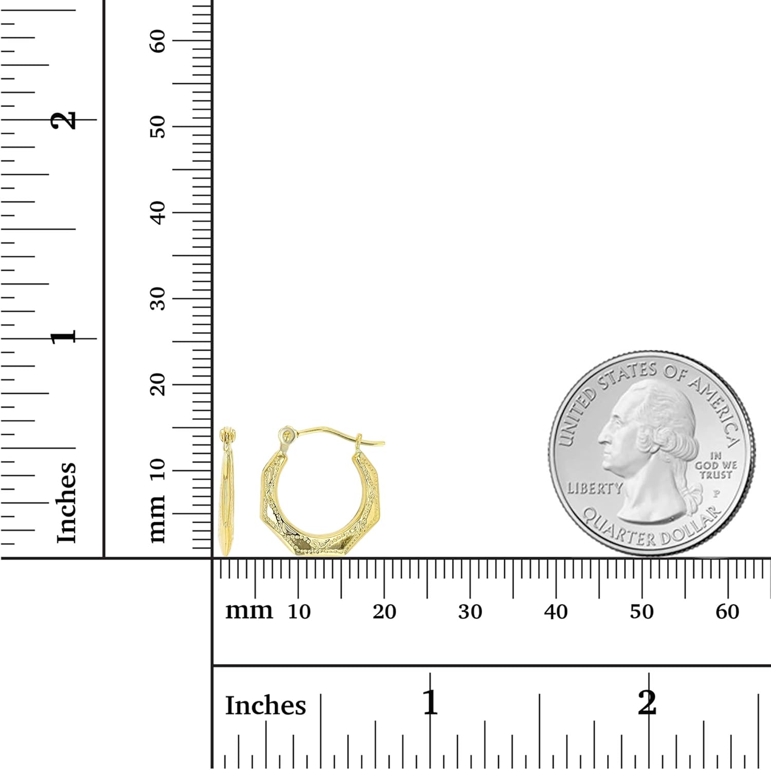 Solid 14K Yellow Gold Hoop Earrings with Hinged Clasp | Bamboo, Textured, Diamond Cut, Hexagon, Square, Round, Shaped Design | Solid 14K Hypoallergenic Hoops For Sensitive Ears | 14K Gold Earrings For