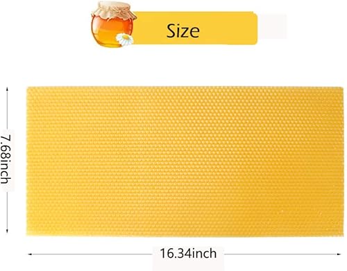 Miniatura 2 de Varybeaty Base de cera para marcos de abejas, hojas de cera de abejas para colmenas, hojas de cera de abeja de miel, 30 piezas (16.34 x 7.68