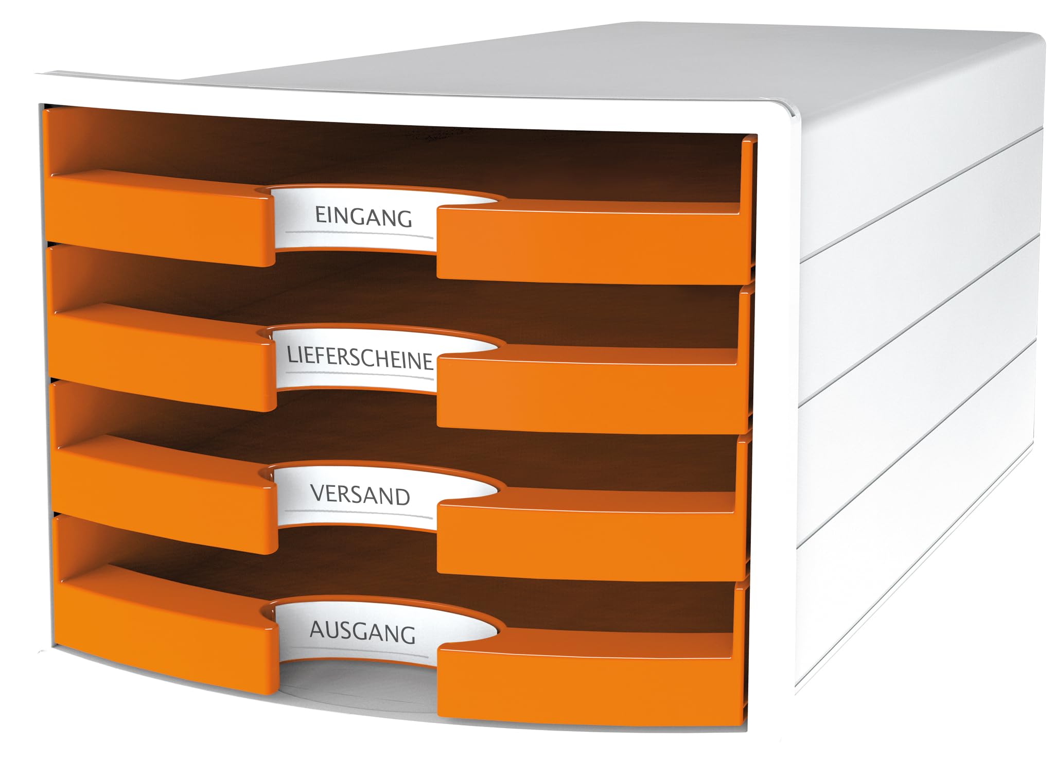 Han IMPULS 1013-51 Drawer Box in Stackable Sorting Tray with 4 Large Open Drawers for DIN A4/C4/ Includes Labelling Labels 280 x 367 x 253 mm Trend Colour orange