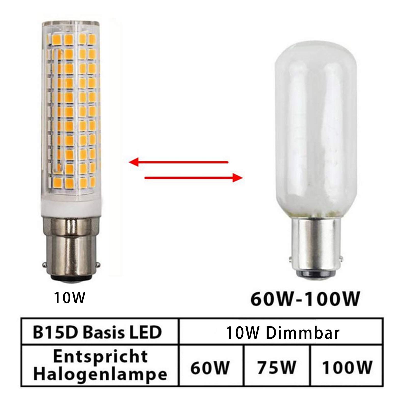 BA15D Lampadina LED a mais Dimmerabile 10w Doppio contatto Attacco a baionetta 102 LED 2835 Smd 360 gradi; Lampadine con angolo del fascio bianco freddo 1000lm illuminazione decorativa domestica, con