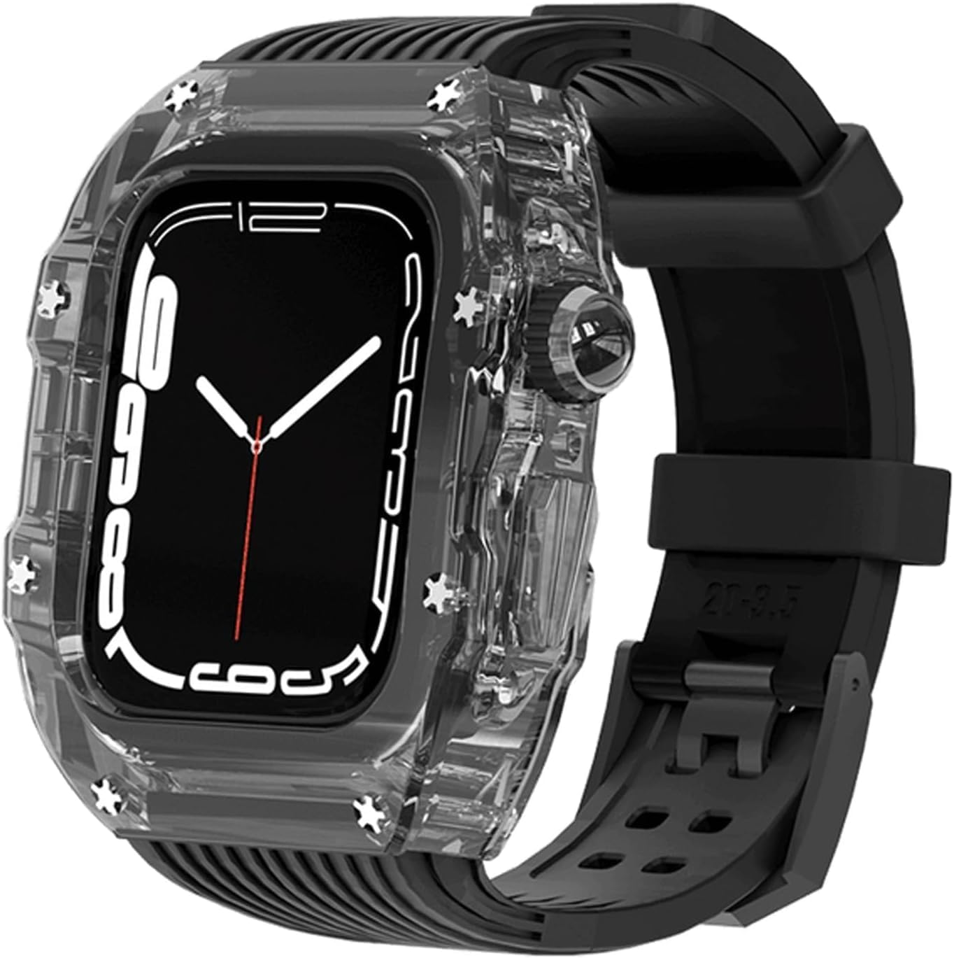Lightweight Transparent Watch Case Silicone Band，For Apple Watch Series 8 7 6 5 4 SE 45mm 44mm Replacement，Men Women Transparent Watch Bezel Case Strap Mod Kits