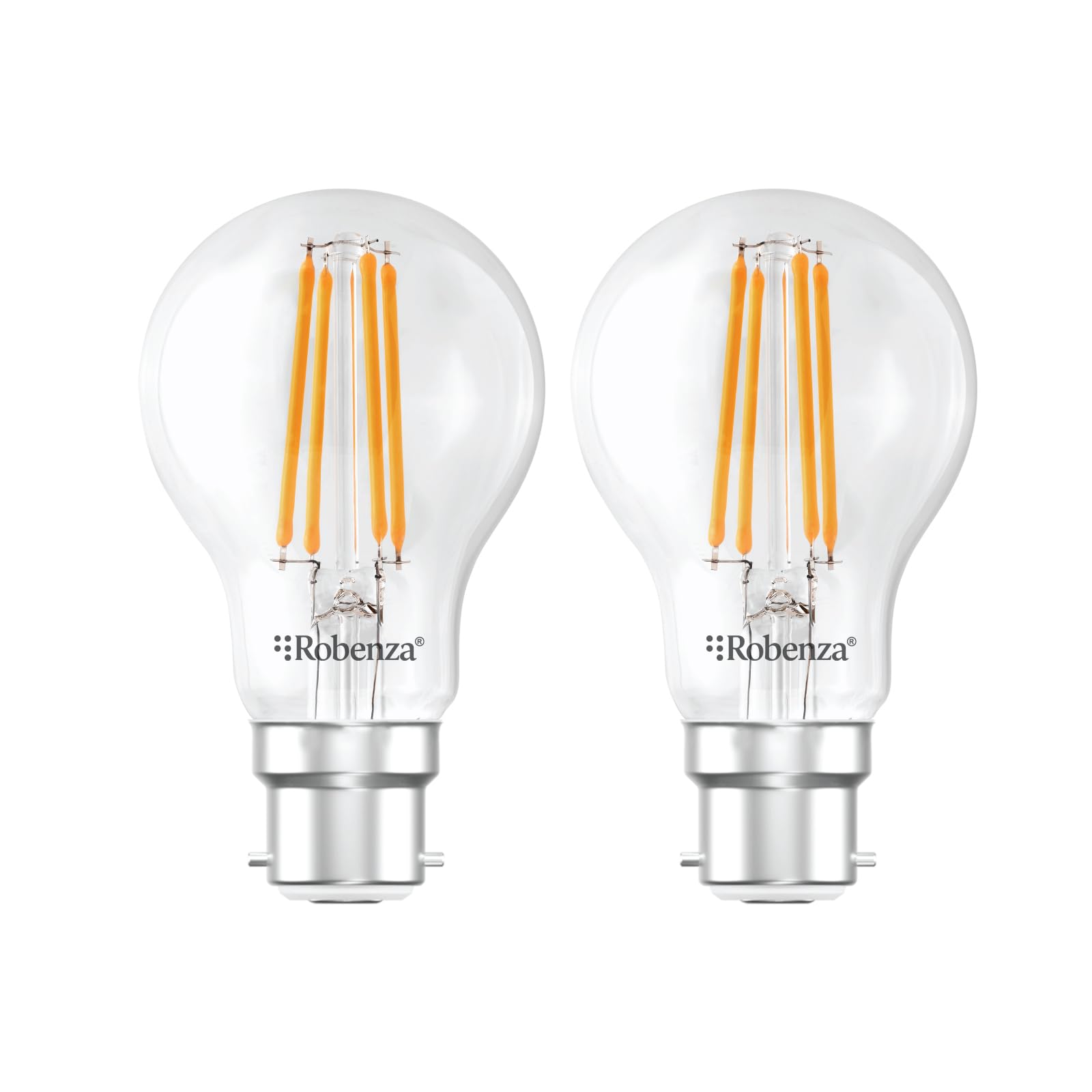Robenza B22 LED Dimmable GLS Filament A60 Bulb, 7.3W (60W Equivalent), 806 Lumens, Warm White 2700K, Energy Saving Standard Bayonet Cap Ceiling Light for Home & Decorative Use โ Pack of 2 โ image 1