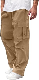 Pantalones cargo para hombre, corte regular, pantalones chinos, de algodón, largos, informales, holgados, con bolsillos, pantalones de ocio, cintura elástica, pantalones de senderismo
