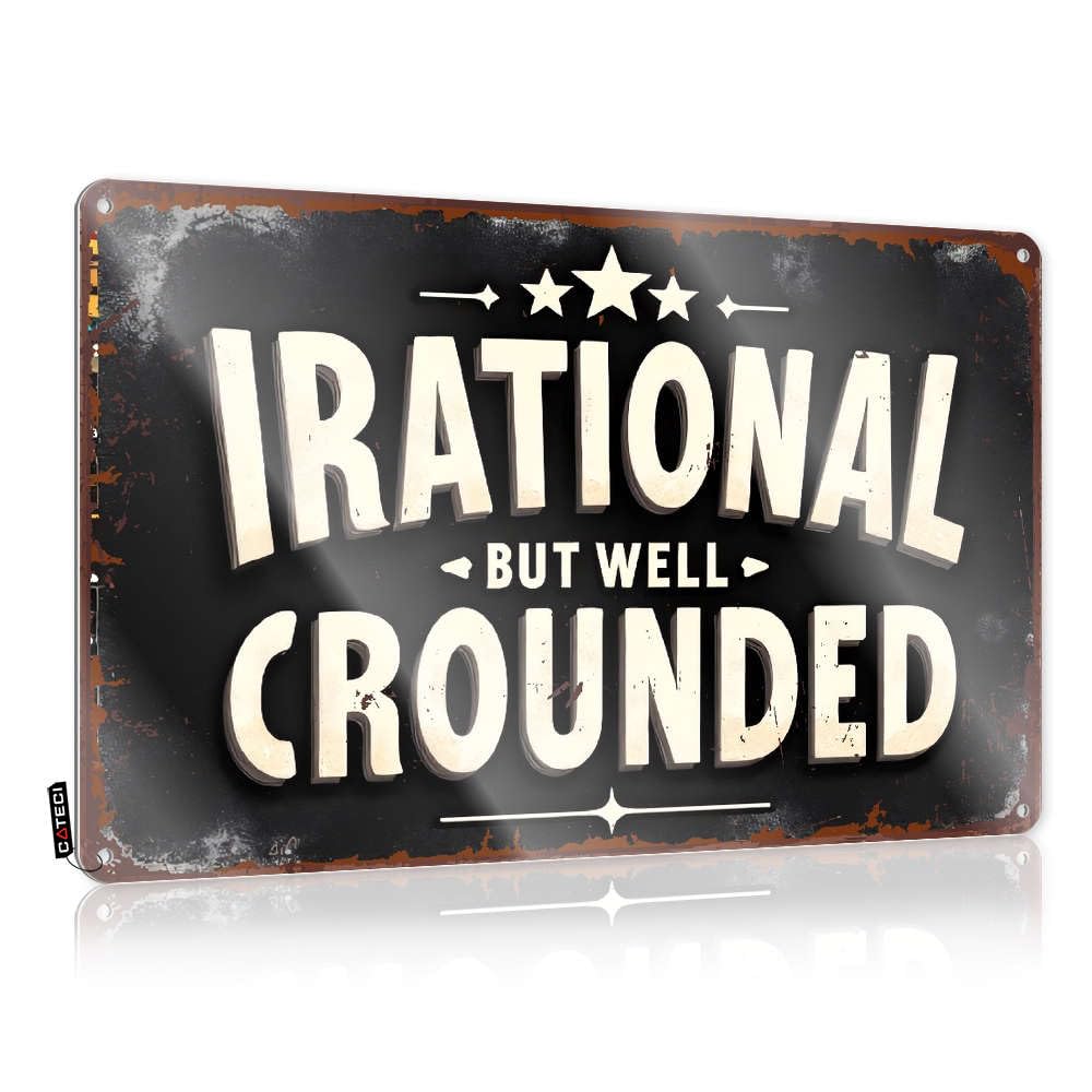 Tinsign, Funny Wall Signs Space Gift For Boss Irrational But Well Rounded. | Rustic Grunge Wall Art(20X30CM)